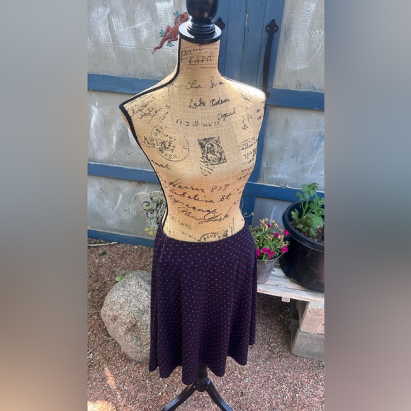 Talbots Navy/Red Polka Dot Jersey Midi Skirt - Picture 1 of 12